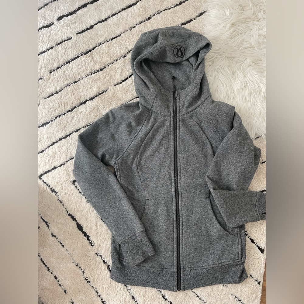 Lululemon full zip hoodie. Heathered speckled black. Like new.